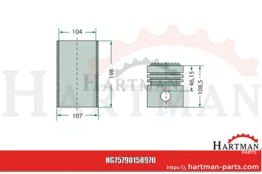 Zestaw naprawczy silnika 3 pierścienie, Ø 104 mm Ø sworznia: 38 x 85 m