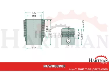 Zestaw naprawczy silnika 3 pierścienie, Ø 102 mm sworzeń Ø 40 x 80 mm