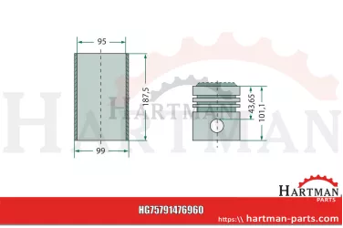 Zestaw naprawczy silnika 3 pierścienie, Ø 95 mm Ø sworznia: 32 x 84 mm