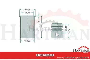 Zestaw naprawczy silnika 4 pierścienie, Ø 98,48 mm sworzeń Ø 34,925 x