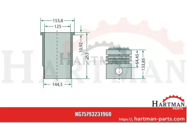 Zestaw naprawczy silnika 3 pierścienie, Ø 125 mm sworzeń Ø 46 x 102 mm