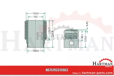 Zestaw naprawczy silnika 4 pierścienie, Ø 102 mm sworzeń Ø 40 x 80 mm