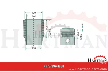 Zestaw naprawczy silnika 3 pierścienie, Ø 102 mm Ø sworznia: 35 x 80 m