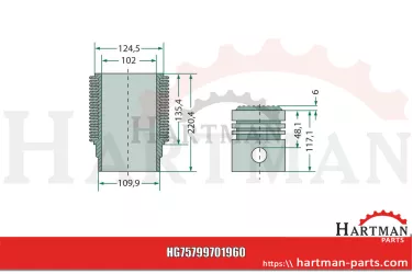 Zestaw naprawczy silnika 3 pierścienie, Ø 102 mm sworzeń Ø 35 x 80 mm