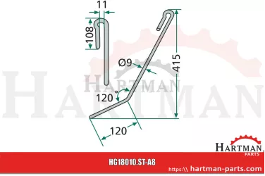 Palec zagarniający siewnika krótki II/III 952461