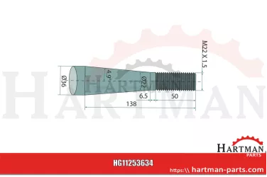 Ząb z nakrętką stożkową NL1400, 70401410, 55758