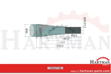 Ząb z nakrętką stożkową i zabezpieczeniem przed przekręceniem 221192,
