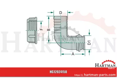 Przyłącze węża Ø 40 mm, 90 stopni , do mit Innengewinde 1 1/2"