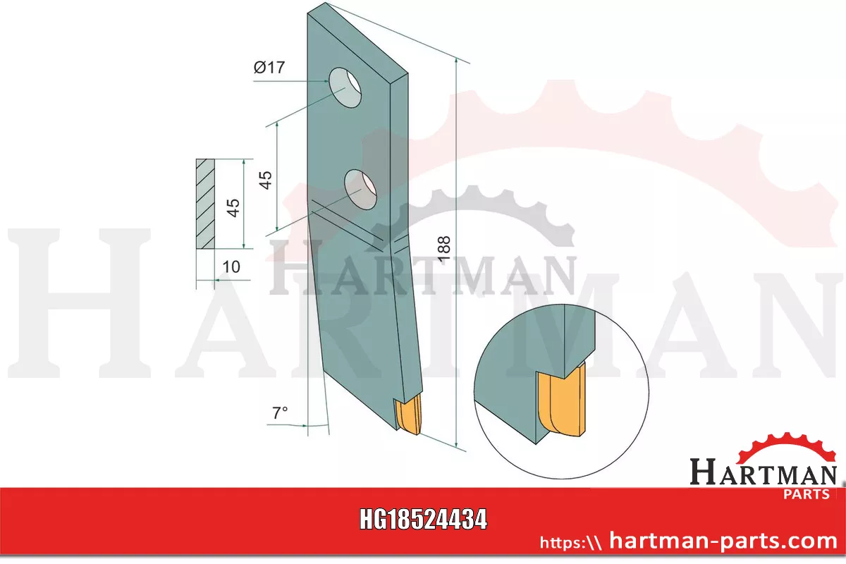 Schraubzinken links Hartmetall 608020002, 09-53-0148