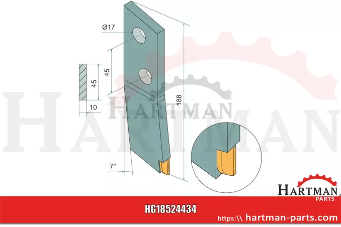 Schraubzinken links Hartmetall 608020002, 09-53-0148