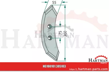 Redlica promień - 300 rozstaw otworów - 75 mm