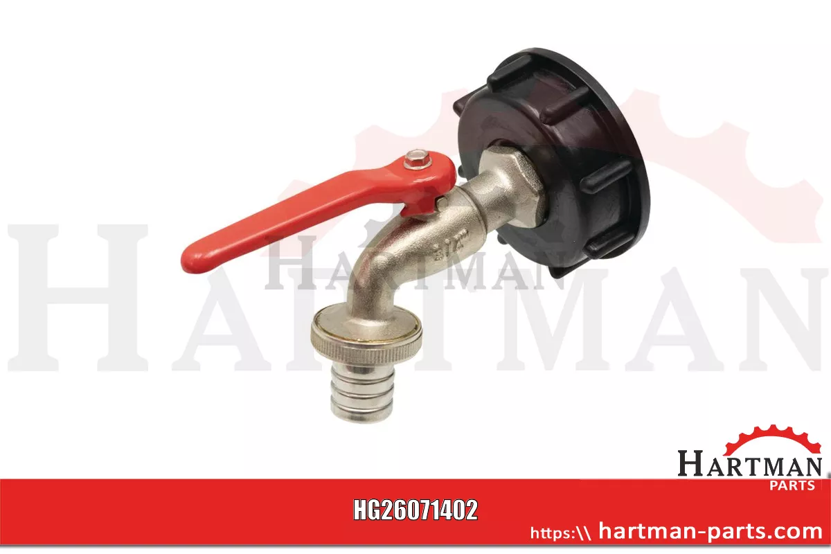 Adapter IBC, wersja bardzo krótka S60x6 z mosiężnym zaworem kulowym 3/