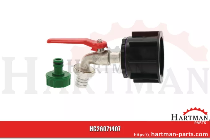 Adapter IBC, wersja długa S60x6 z mosiężnym zaworem kulowym 3/4” i zat