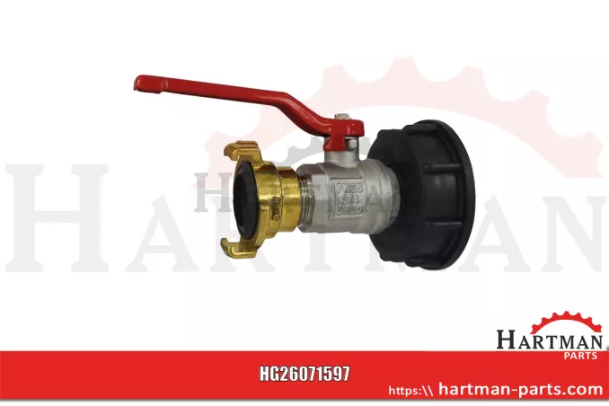 Adapter IBC, wersja bardzo krótka S60x6 z mosiężnym zaworem kulowym 3/