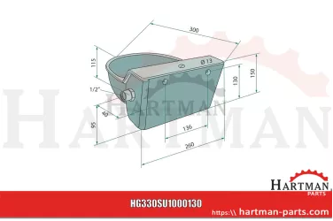 Poidło pływakowe mod. 130P-H z wbudowanym podgrzewaniem 24 V, 20 W, po