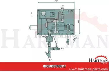 Model grzałki 317 Regulacja temperatury powrotu, 3000 W, 230 V dla 1/2